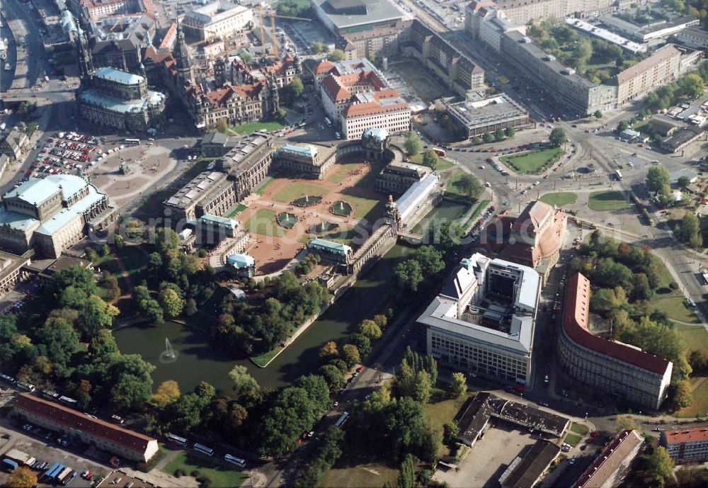 Aerial photograph Dresden - Dresdner Bank - Neubau am Zwinger in der Dresdner Altstadt