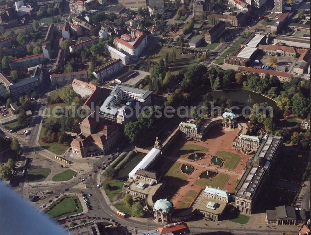 Dresden from above - Dresdner Bank - Neubau am Zwinger in der Dresdner Altstadt