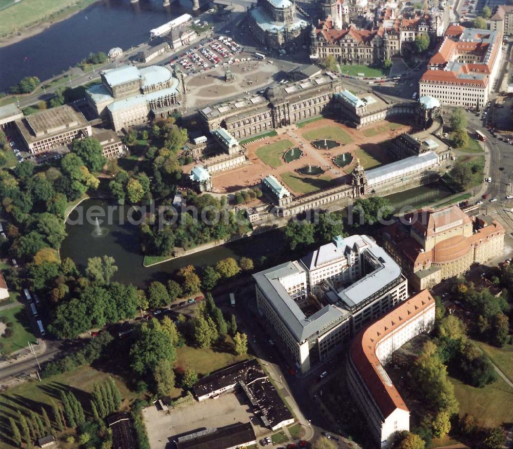 Aerial image Dresden - Dresdner Bank - Neubau am Zwinger in der Dresdner Altstadt