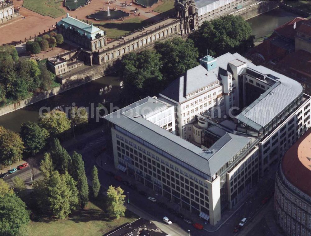 Aerial photograph Dresden - Dresdner Bank - Neubau am Zwinger in der Dresdner Altstadt