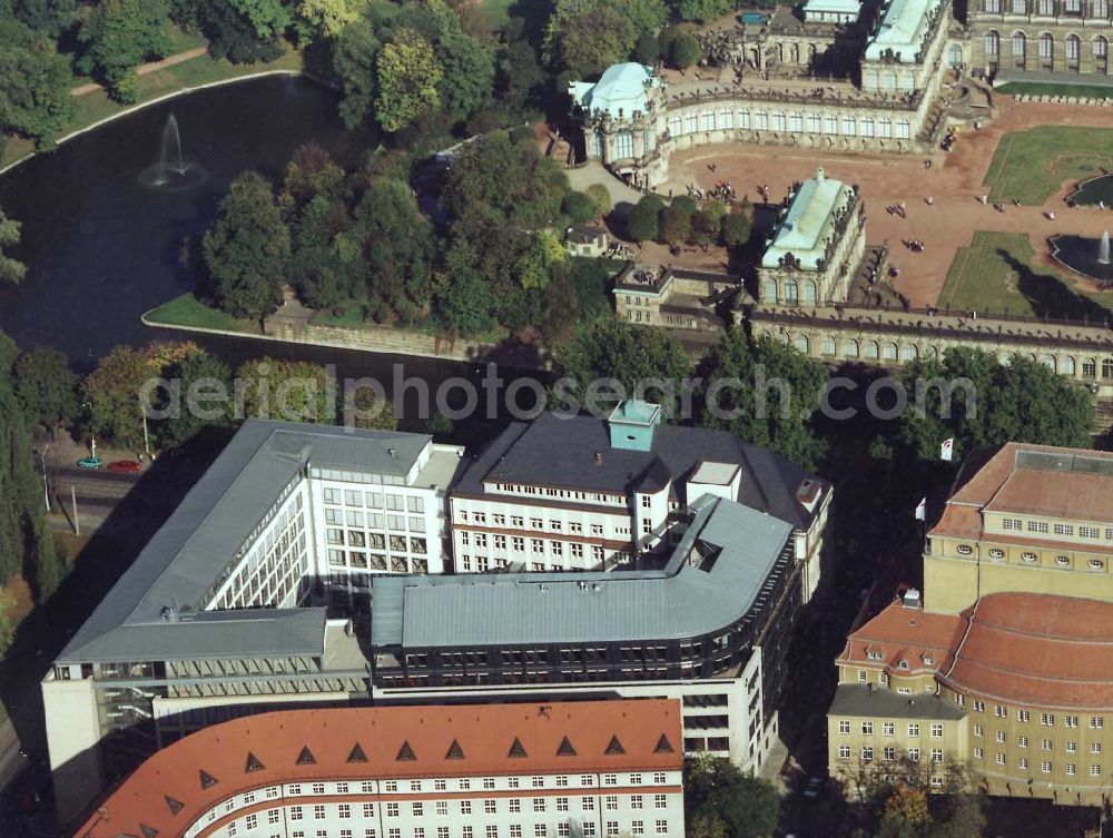 Aerial image Dresden - Dresdner Bank - Neubau am Zwinger in der Dresdner Altstadt