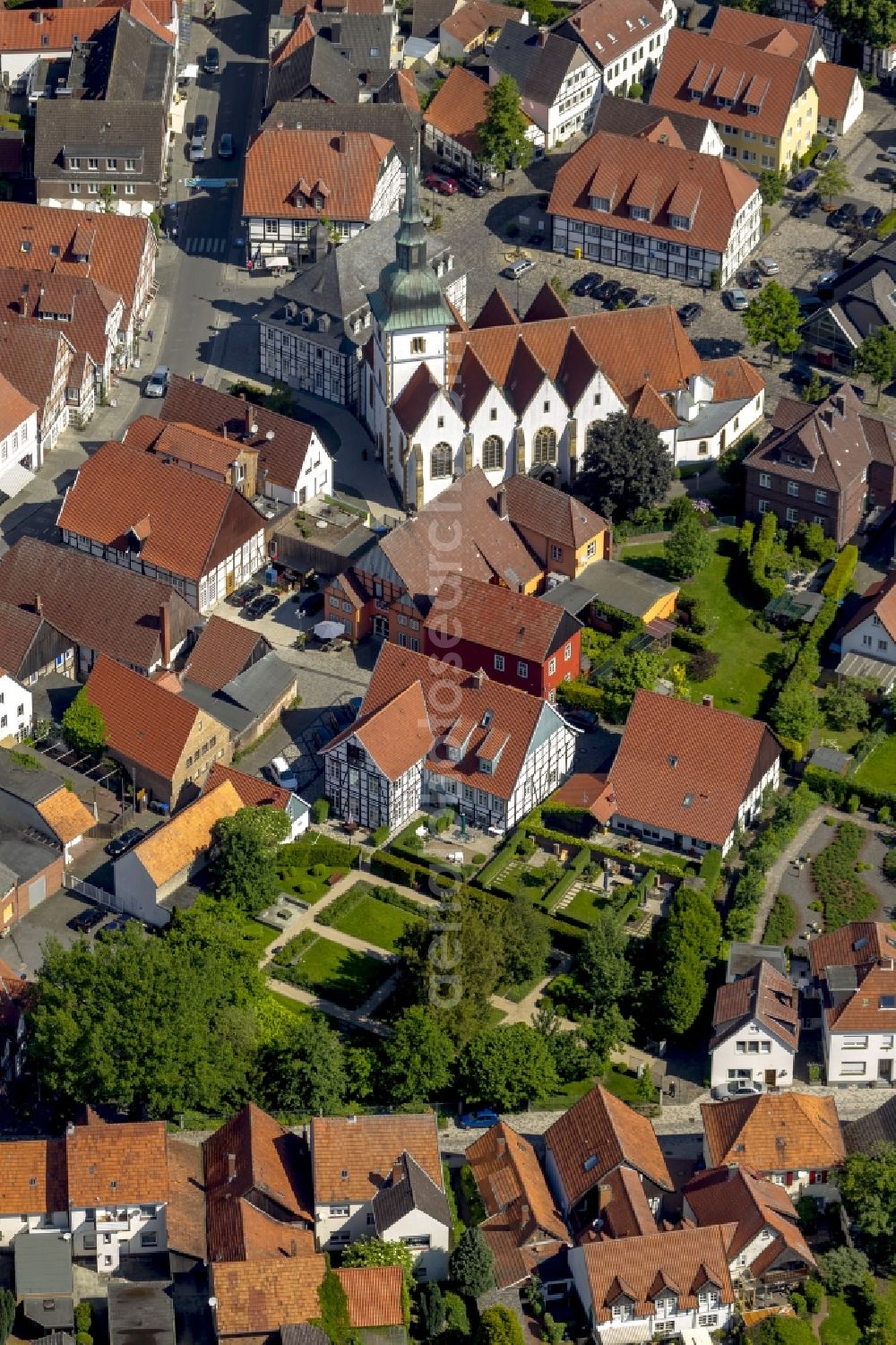 Rietberg from above - The Droste House Droste garden in downtown Rietberg in East Westphalia in North Rhine-Westphalia