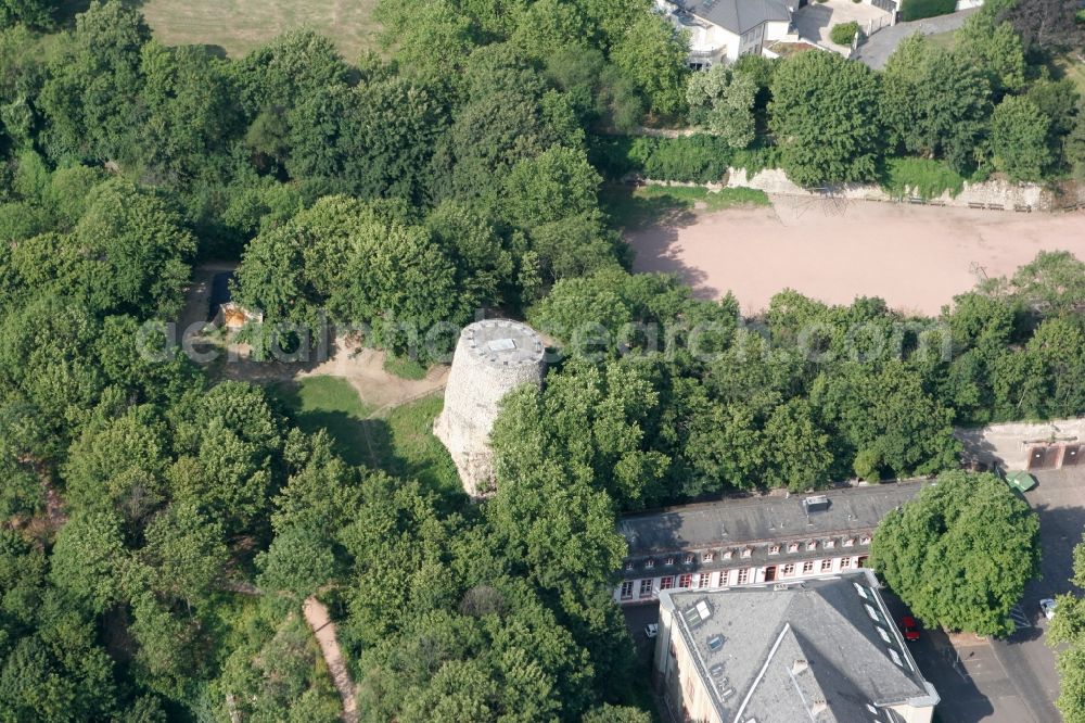 Aerial photograph Mainz - Drususstein overlooking the adjoining citadel in Mainz in Rhineland-Palatinate