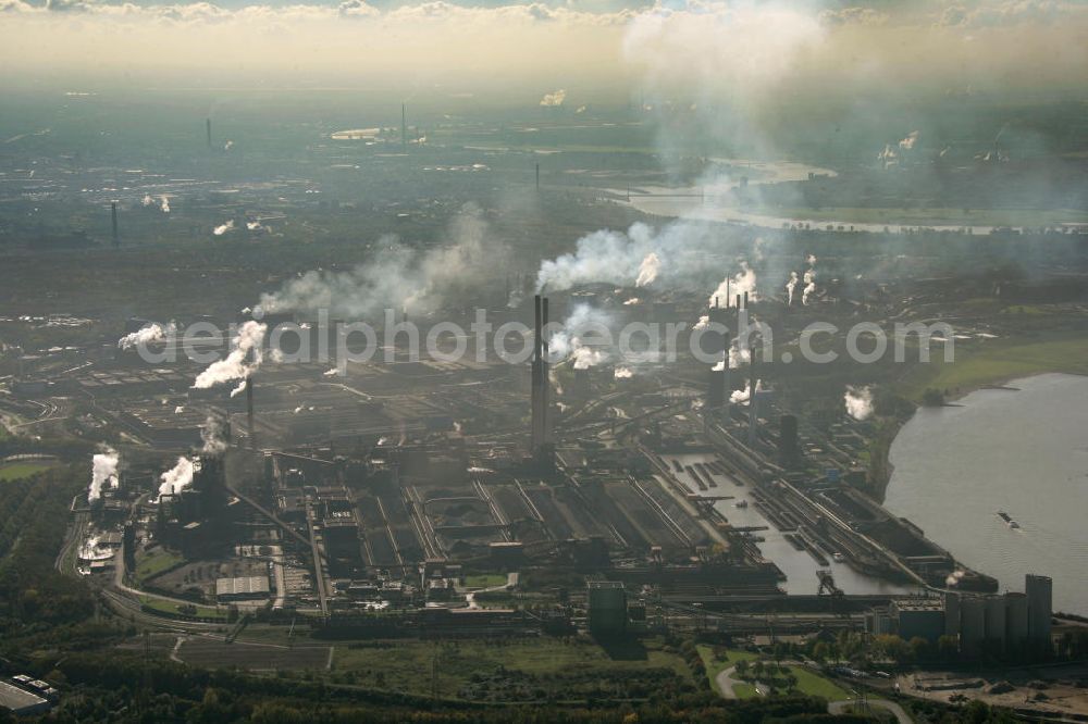 Duisburg from above - blick auf das Thyssen Stahlwerk in Duisburg-Bruckhausen. Duisburg steelworks of the Thyssen company.