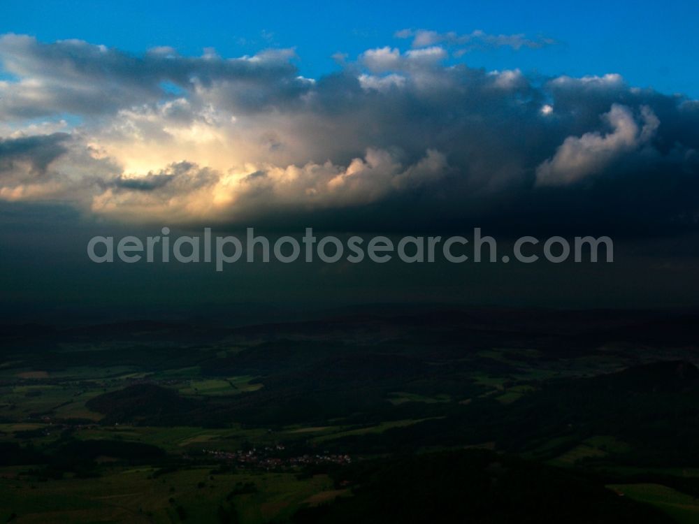 Aerial image Fulda - Breakthrough evening sun over cell at Fulda in Hesse