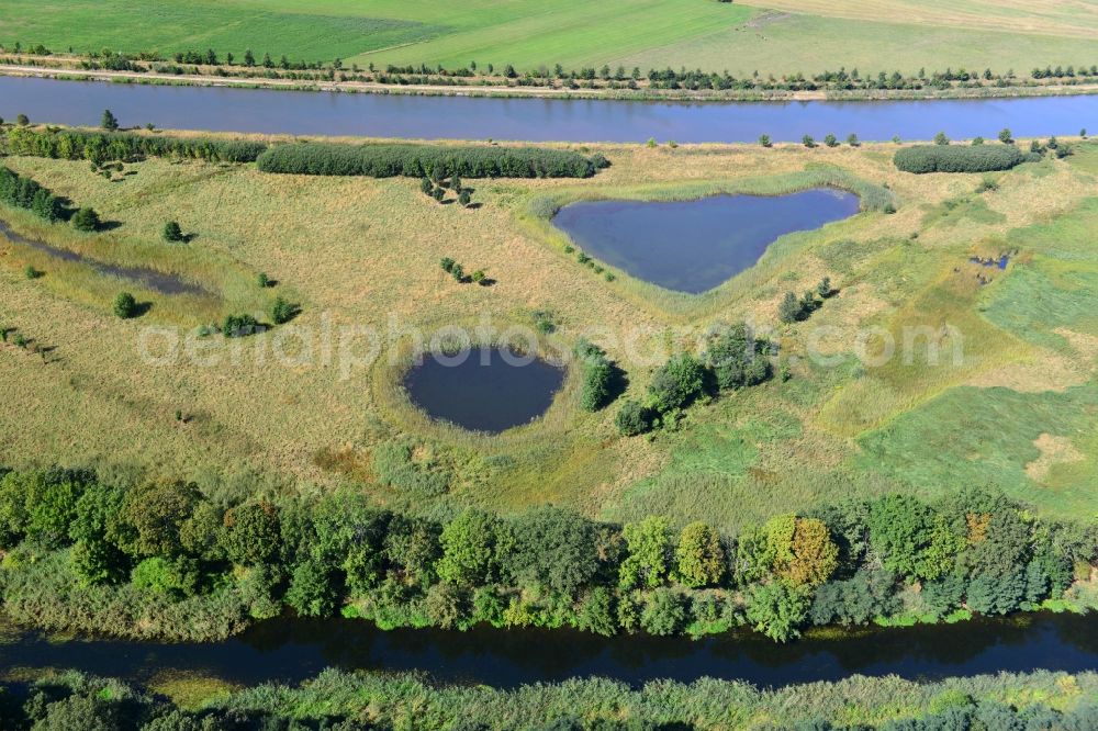 Aerial photograph Parchau - Avulsion of a maean der and river course of the Elbe-Havel-Canel in Parchau in the state Saxony-Anhalt