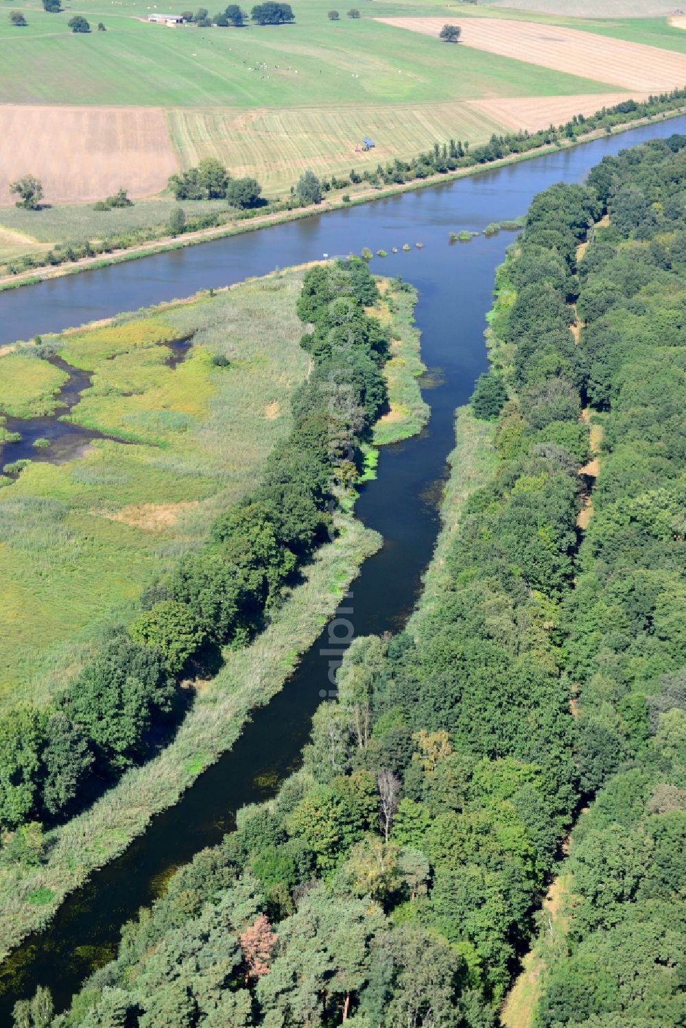 Parchau from above - Avulsion of a maean der and river course of the Elbe-Havel-Canel in Parchau in the state Saxony-Anhalt