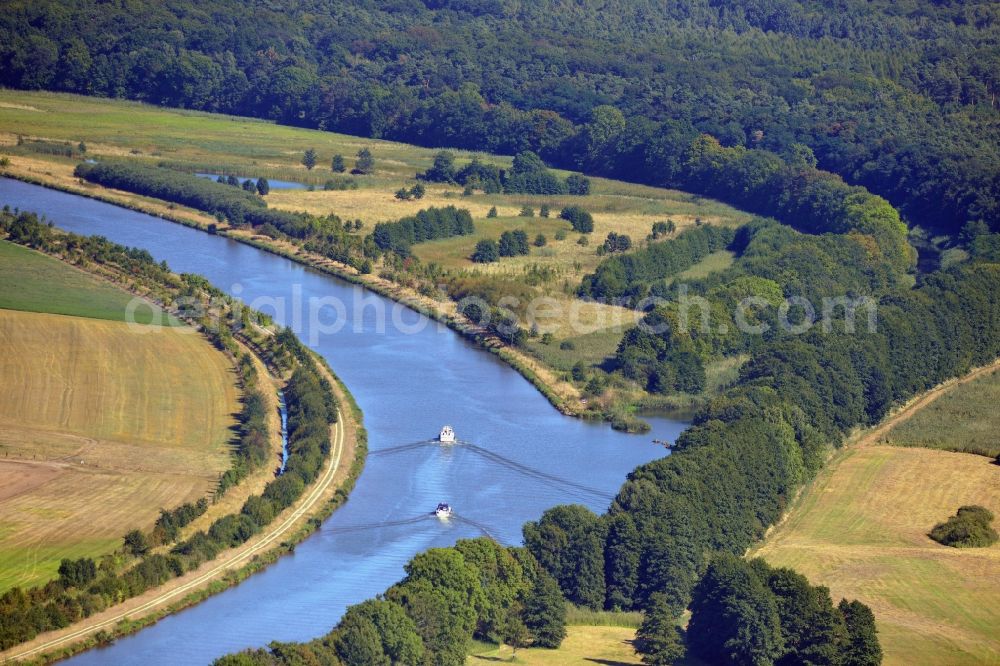 Parchau from above - Avulsion of a maean der and river course of the Elbe-Havel-Canel in Parchau in the state Saxony-Anhalt