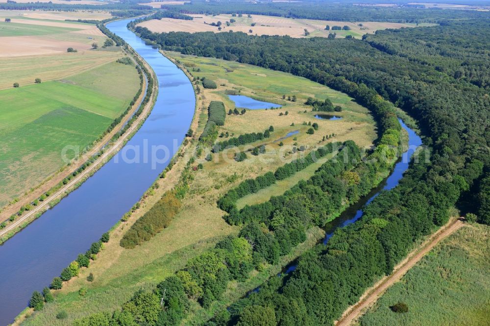 Parchau from above - Avulsion of a maean der and river course of the Elbe-Havel-Canel in Parchau in the state Saxony-Anhalt