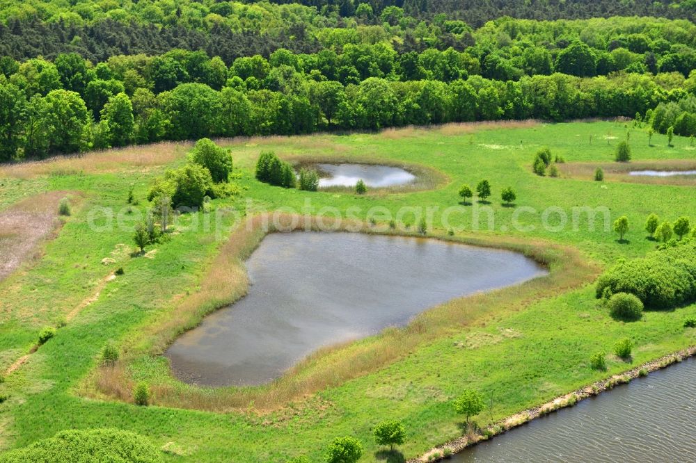 Parchau from above - Avulsion of a maean der and river course of the Elbe-Havel-Canel in Parchau in the state Saxony-Anhalt