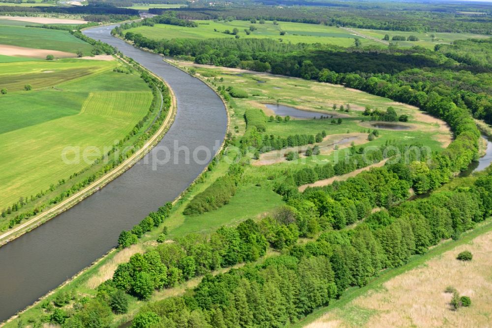 Aerial image Parchau - Avulsion of a maean der and river course of the Elbe-Havel-Canel in Parchau in the state Saxony-Anhalt