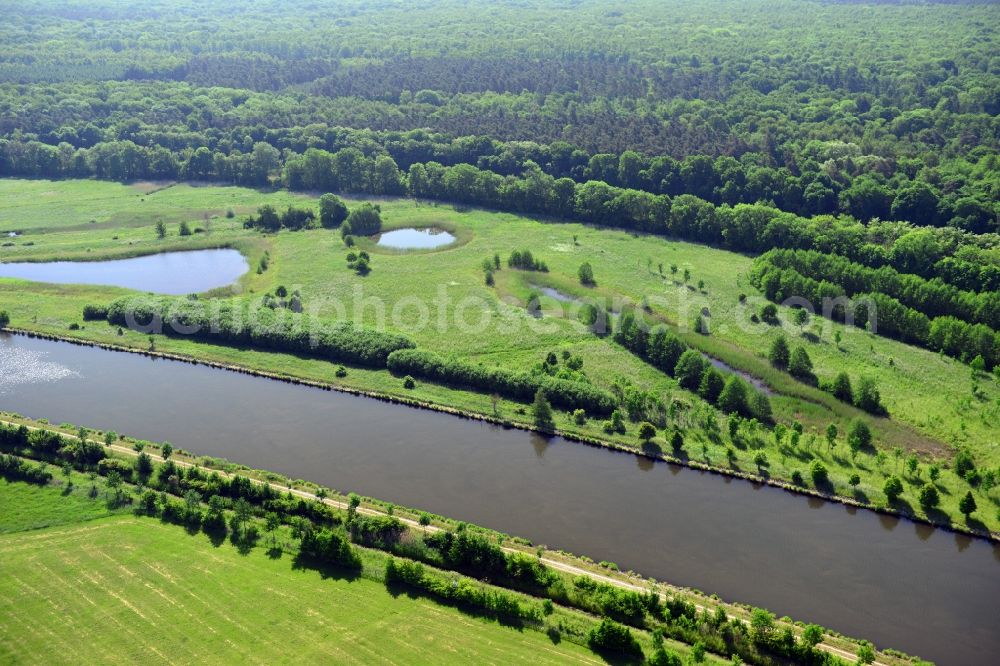 Parchau from above - Avulsion of a maean der and river course of the Elbe-Havel-Canel in Parchau in the state Saxony-Anhalt