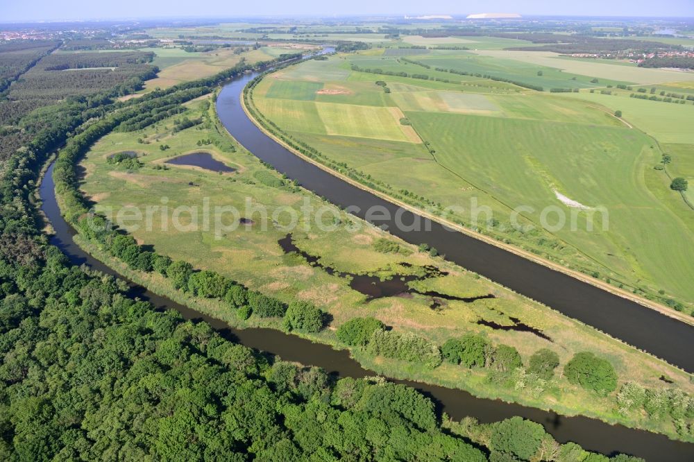 Aerial photograph Parchau - Avulsion of a maean der and river course of the Elbe-Havel-Canel in Parchau in the state Saxony-Anhalt