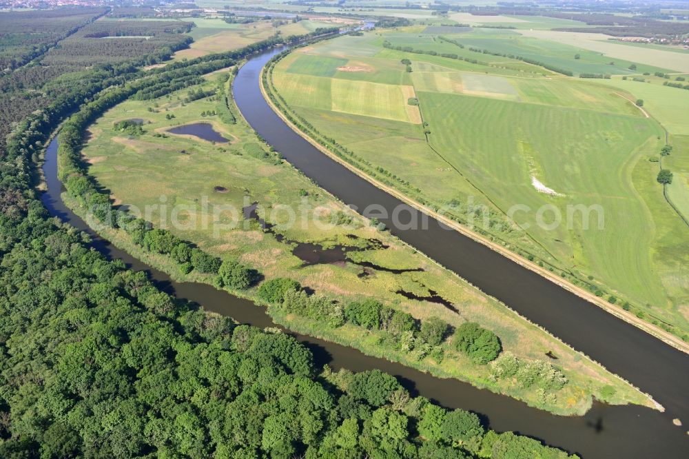 Parchau from above - Avulsion of a maean der and river course of the Elbe-Havel-Canel in Parchau in the state Saxony-Anhalt