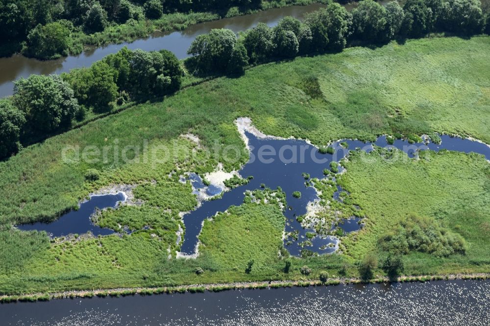 Parchau from above - Avulsion of a maean der and river course of the Elbe-Havel-Canel in Parchau in the state Saxony-Anhalt