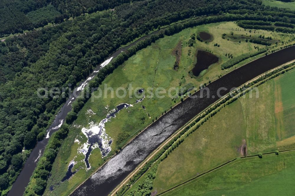 Parchau from above - Avulsion of a maean der and river course of the Elbe-Havel-Canel in Parchau in the state Saxony-Anhalt