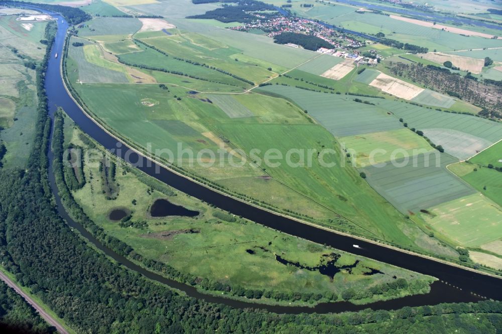 Parchau from above - Avulsion of a maean der and river course of the Elbe-Havel-Canel in Parchau in the state Saxony-Anhalt