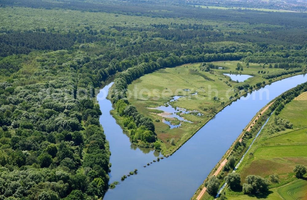 Aerial photograph Parchau - Avulsion of a maean der and river course of the Elbe-Havel-Canel in Parchau in the state Saxony-Anhalt