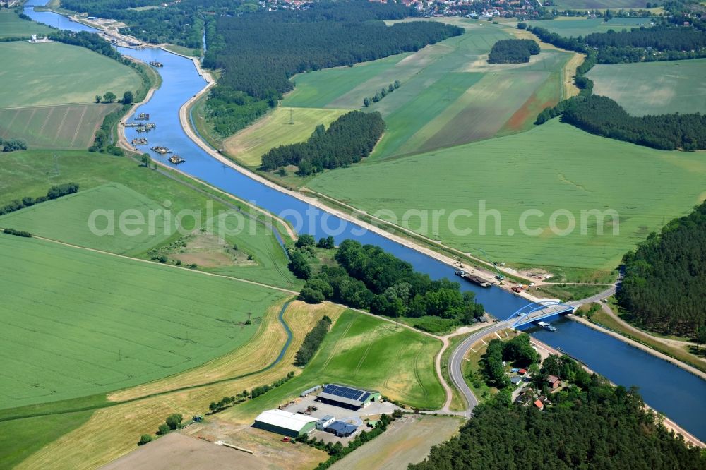 Parchau from above - Avulsion of a maean der and river course of the Elbe-Havel-Canel in Parchau in the state Saxony-Anhalt