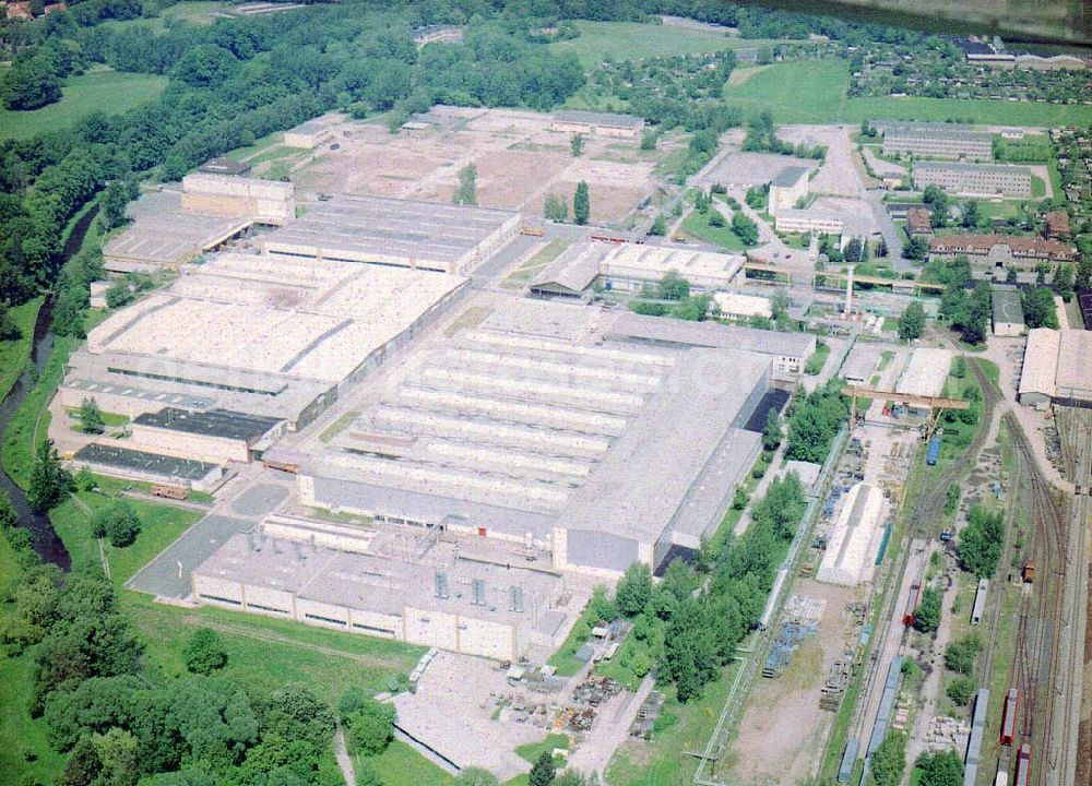 Bautzen / Sachsen from the bird's eye view: (DWA) Schienenfahrzeugwerk in Bautzen / Sachs.