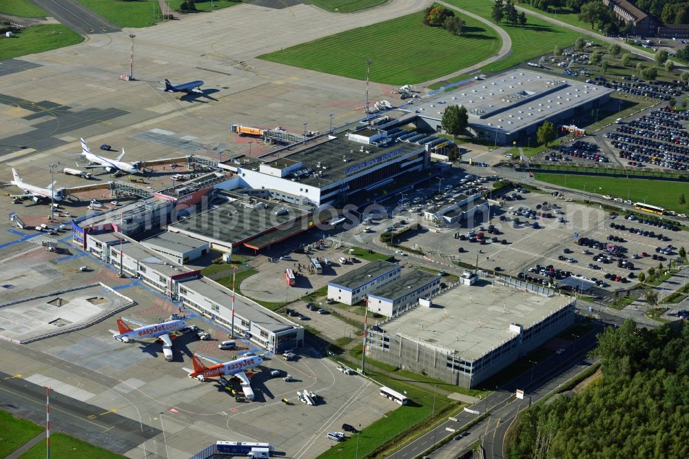 Aerial image Schönefeld - Parking Easy Jet - Airbus - Aircraft passenger terminal at the Airport Berlin - Schönefeld