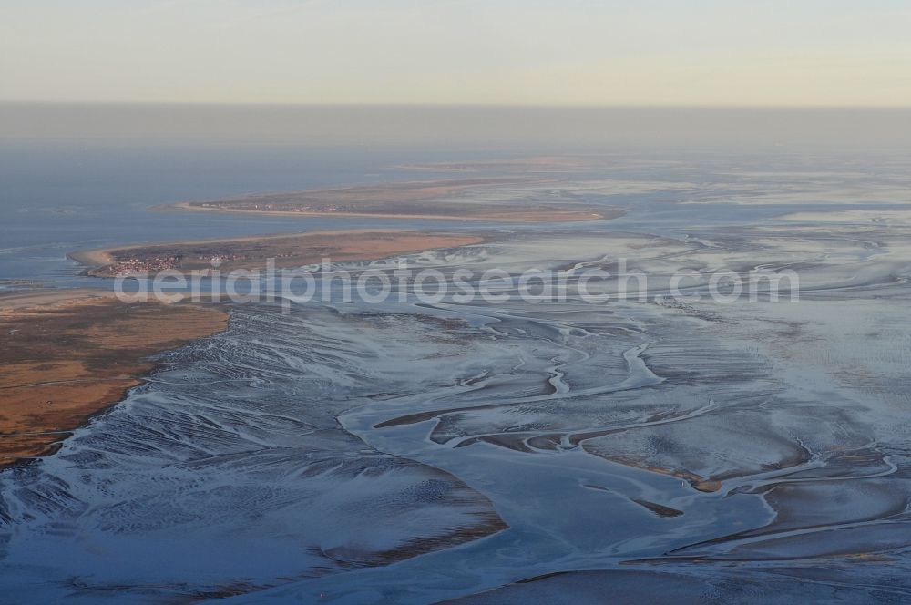 Aerial image Norderney - Landscape in the Wadden Sea on the North coast of the island of Norderney and Baltrum in Lower Saxony