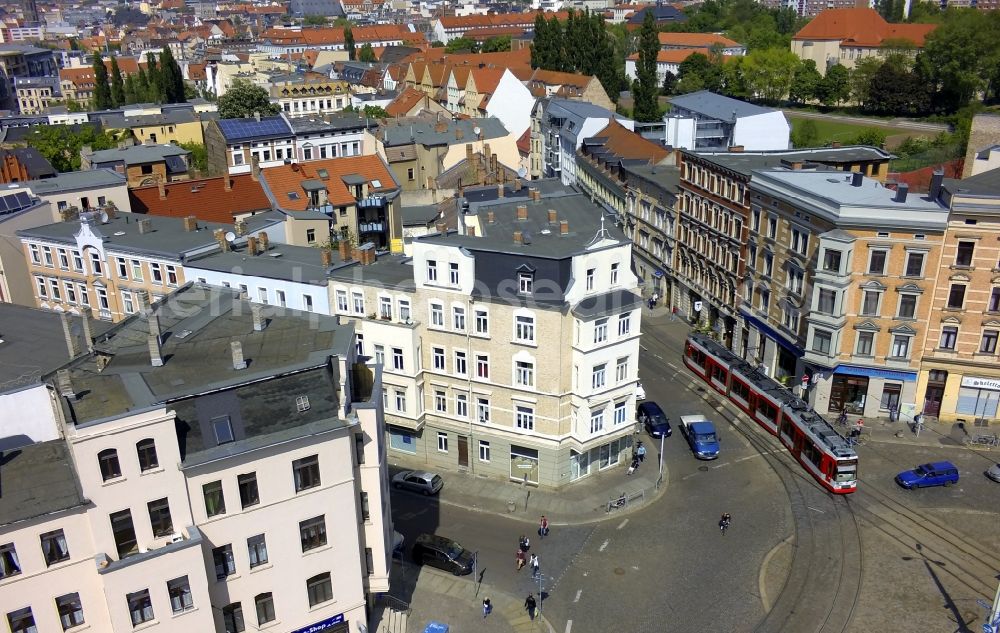 Aerial photograph Halle (Saale) - View of the corner Bertramstrasse / Steinweg in Halle ( Saale ) in the state Saxony-Anhalt