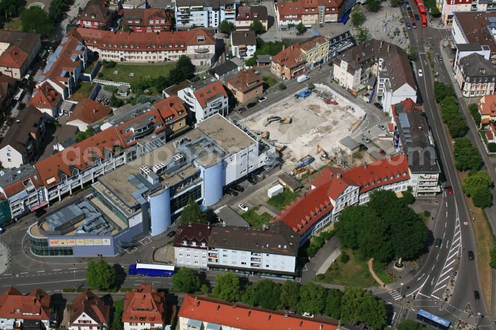 Aerial image Rheinfelden (Baden) - Construction site for the new residential house - building in the center of Rheinfelden (Baden) in the state Baden-Wurttemberg, Germany