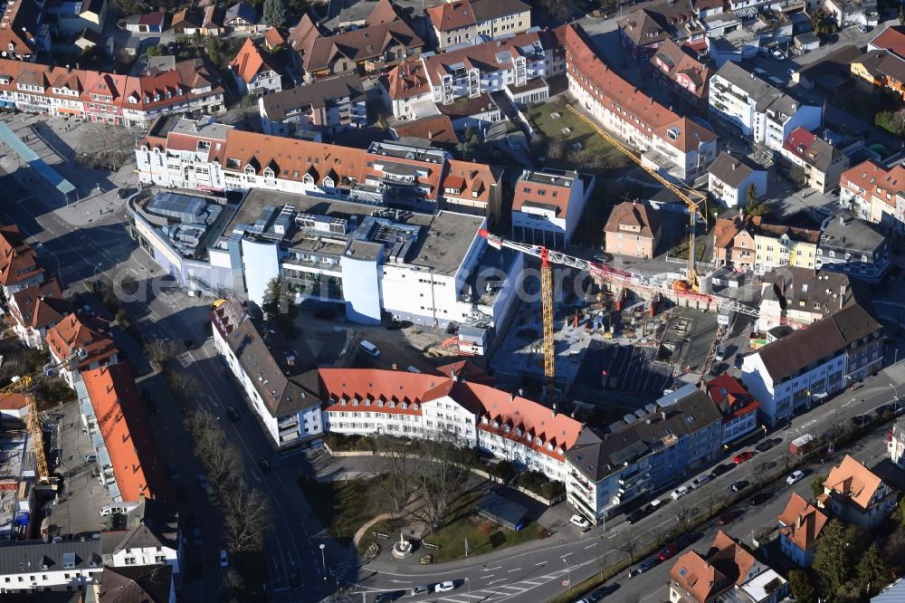 Rheinfelden (Baden) from above - Construction site for the new residential house - building in the center of Rheinfelden (Baden) in the state Baden-Wurttemberg, Germany