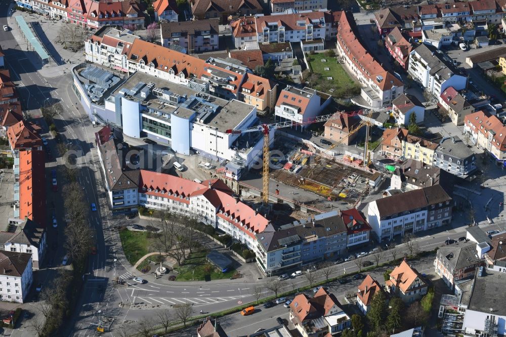 Rheinfelden (Baden) from above - Construction site for the new residential house - building in the center of Rheinfelden (Baden) in the state Baden-Wurttemberg, Germany