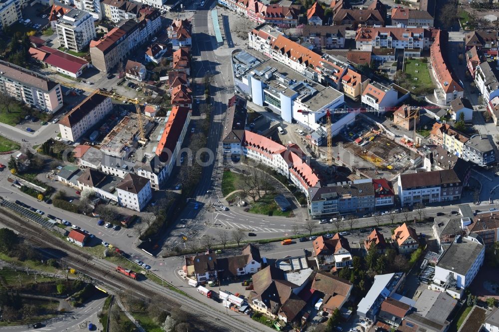 Rheinfelden (Baden) from the bird's eye view: Construction site for the new residential house - building in the center of Rheinfelden (Baden) in the state Baden-Wurttemberg, Germany