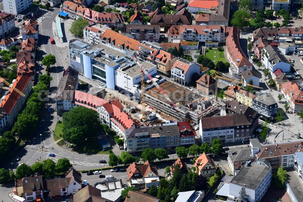 Rheinfelden (Baden) from above - Construction site for the new residential house - building in the center of Rheinfelden (Baden) in the state Baden-Wurttemberg, Germany