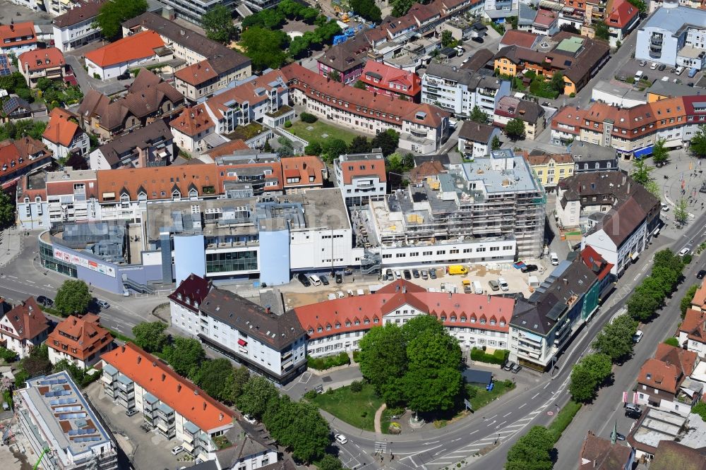 Rheinfelden (Baden) from the bird's eye view: Construction site for the new residential house - building in the center of Rheinfelden (Baden) in the state Baden-Wurttemberg, Germany