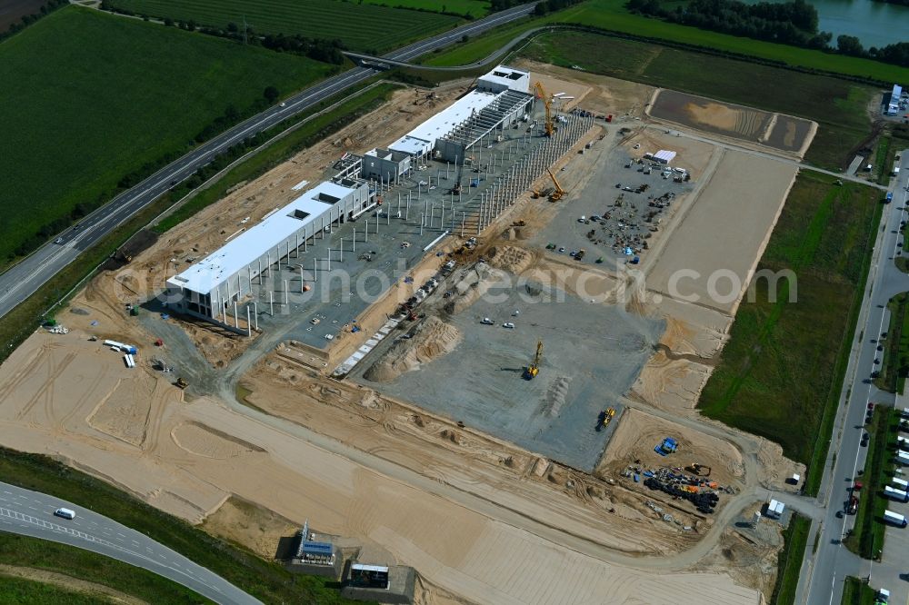 Aerial image Neumünster - EDEKA - Construction site for a warehouse and forwarding building with Frischelager on Eichhofpark in Neumuenster in the state Schleswig-Holstein, Germany