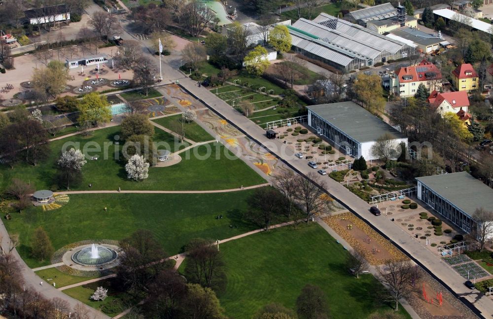 Erfurt from the bird's eye view: View of the refurbished egaarena and the adjacent playground, located on the grounds of the ega garden and amusement park near Erfurt in Thuringia