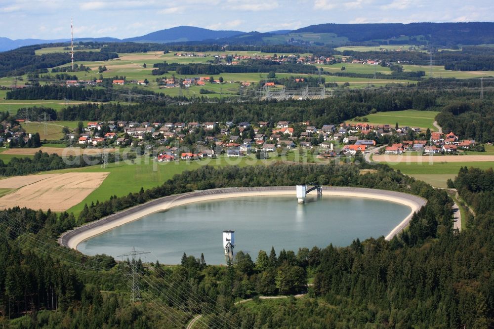 Rickenbach from above - High storage reservoir Eggbergbecken in the district Egg of the village Rickenbach in the state Baden-Wuerttemberg, Germany. Situated on the high plateau of the Hotzenwald in the Black Forest