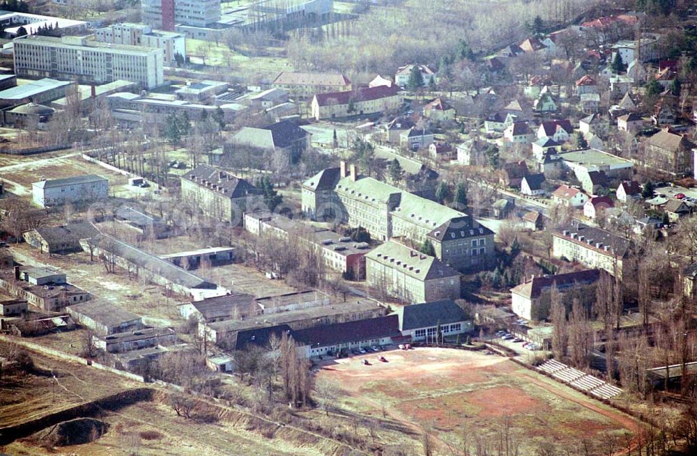 Berlin-Karlshorst from above - ehem. Sowjetisches Kasernengelände mit dem Kapitulationsmuseum an der Köpenicker Allee in Berlin-Karlshorst