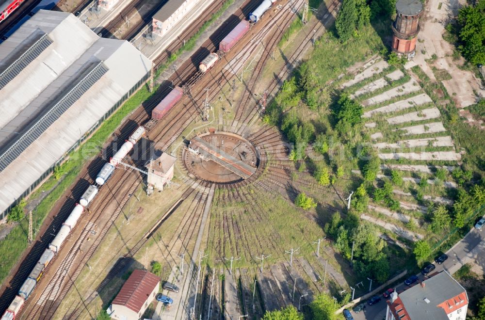 Aerial image Frankfurt (Oder) - Former turntable and Roundhouse at the main station in Frankfurt (Oder) in the State of Brandenburg