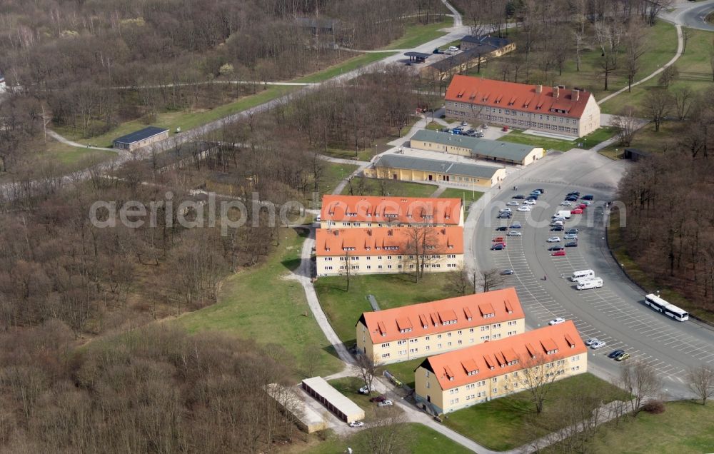 Weimar from above - The former barracks of the SS at the concentration camp Buchenwald in Weimar in Thuringia are used today as a youth centre and administration building