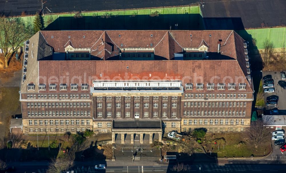 Dortmund from the bird's eye view: Former headquarters, administrative building and production halls of the Hoesch-Stahl AG in Dortmund in the federal state North Rhine-Westphalia