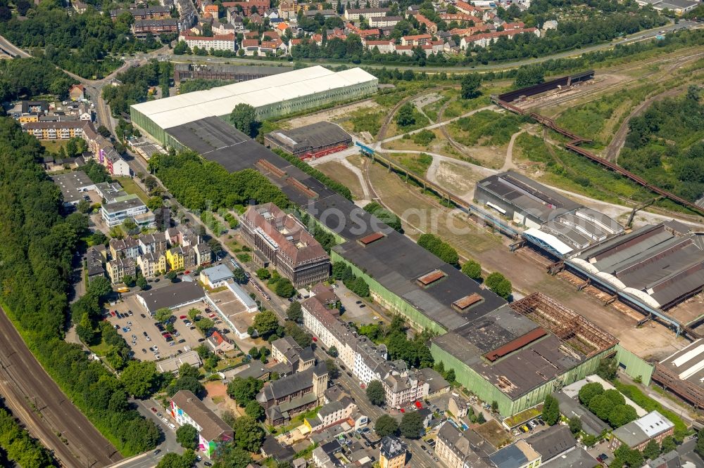 Aerial photograph Dortmund - Former headquarters, administrative building and production halls of the Hoesch-Stahl AG in Dortmund in the federal state North Rhine-Westphalia