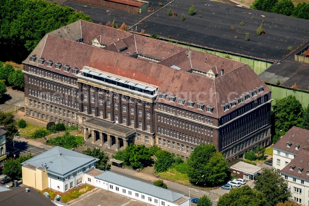 Aerial photograph Dortmund - Former headquarters, administrative building and production halls of the Hoesch-Stahl AG in Dortmund in the federal state North Rhine-Westphalia