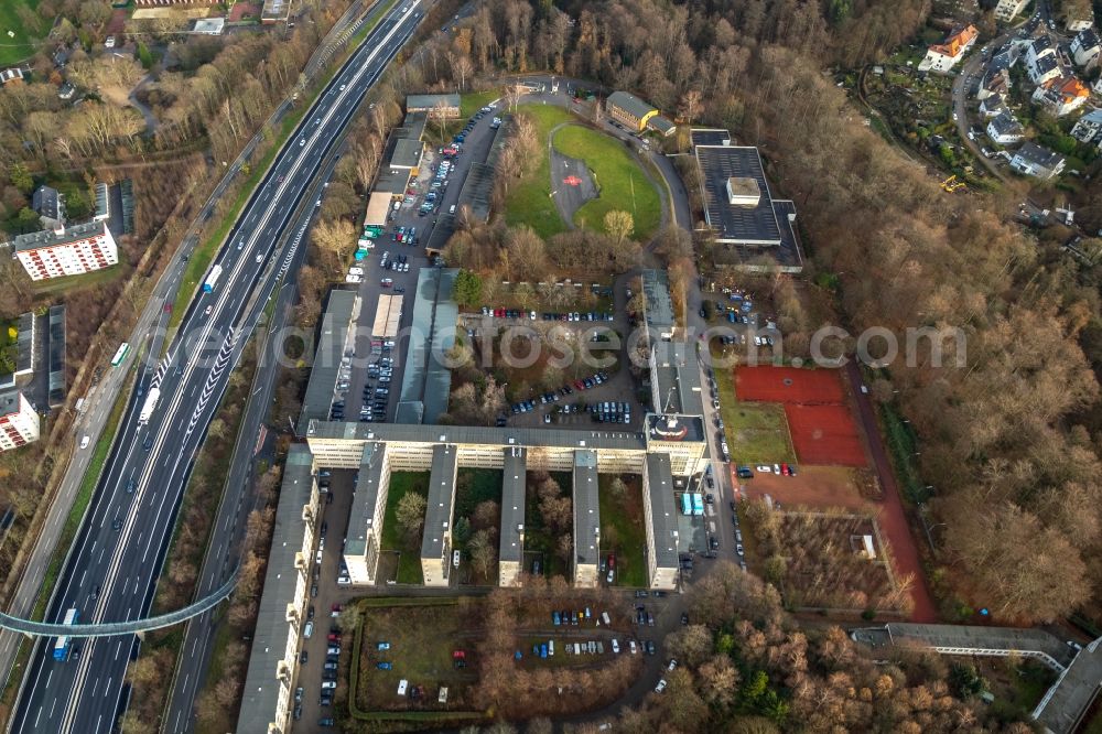 Aerial photograph Essen - Former building complex of the police on Norbertstrasse in Essen in the state North Rhine-Westphalia, Germany