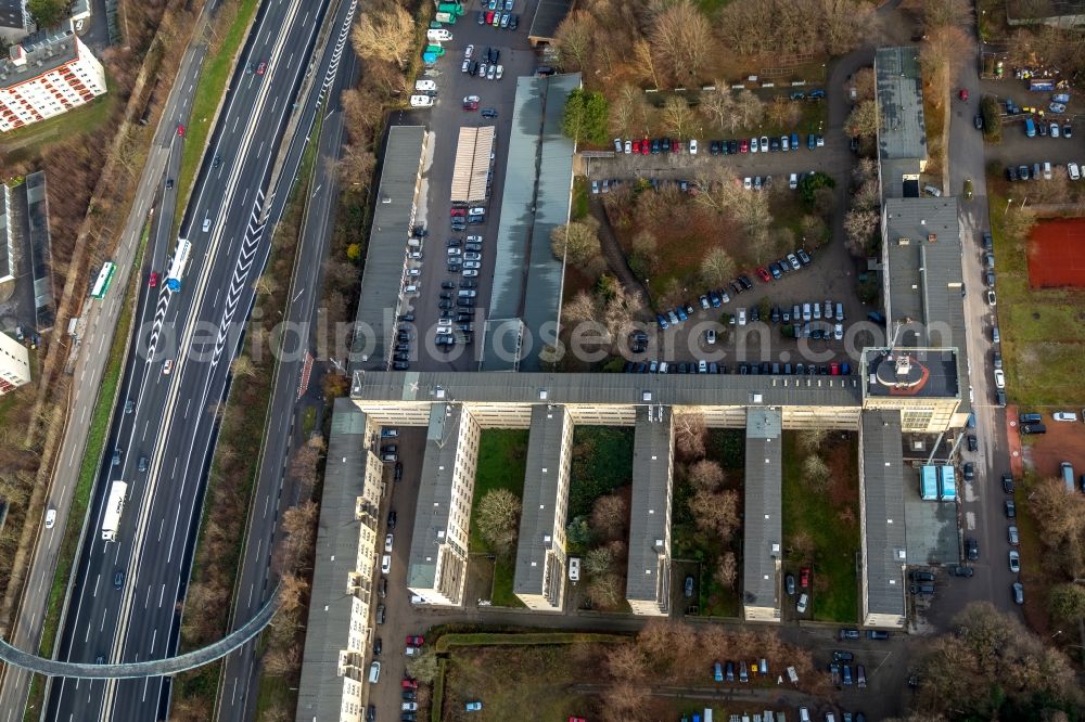 Essen from above - Former building complex of the police on Norbertstrasse in Essen in the state North Rhine-Westphalia, Germany