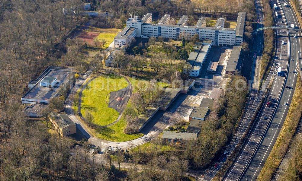 Essen from above - Former building complex of the police on Norbertstrasse in Essen in the state North Rhine-Westphalia, Germany