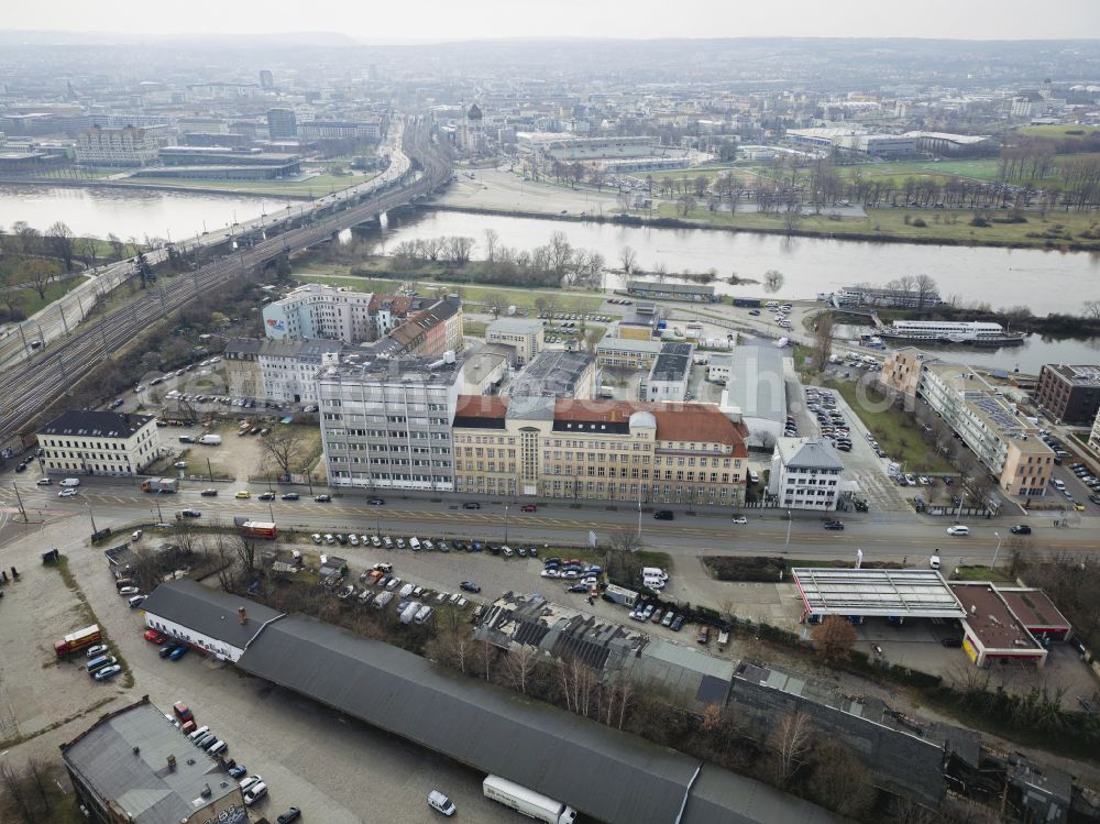 Dresden from the bird's eye view: Former Leipzig train station Dresden in the state of Saxony, Germany