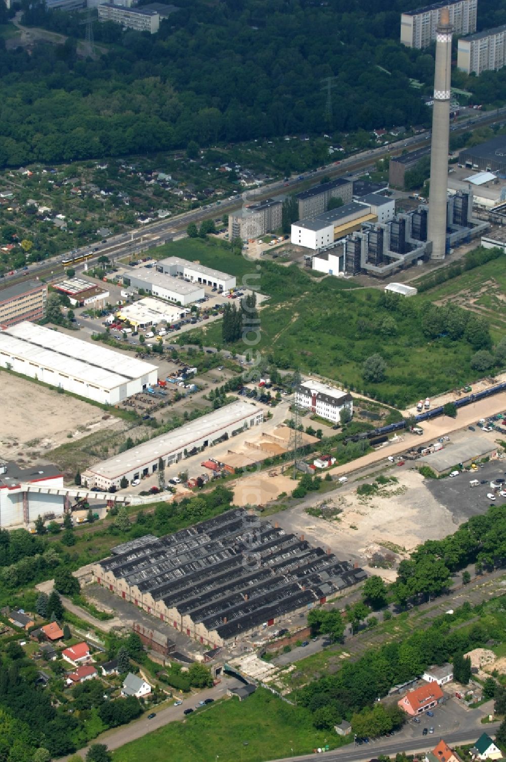 Berlin from above - Former lean corral resp. stockyard at the street Marzahner Chaussee in the district Marzahn of Berlin