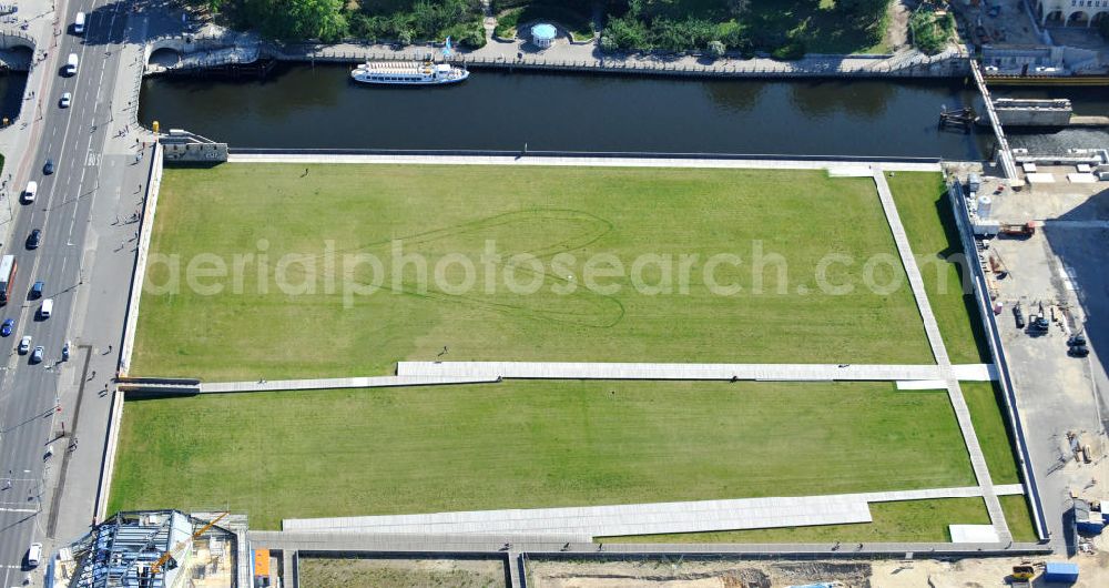 Berlin Mitte from above - Former area of the Palast der Republik beside the castle square in Berlin-Mitte