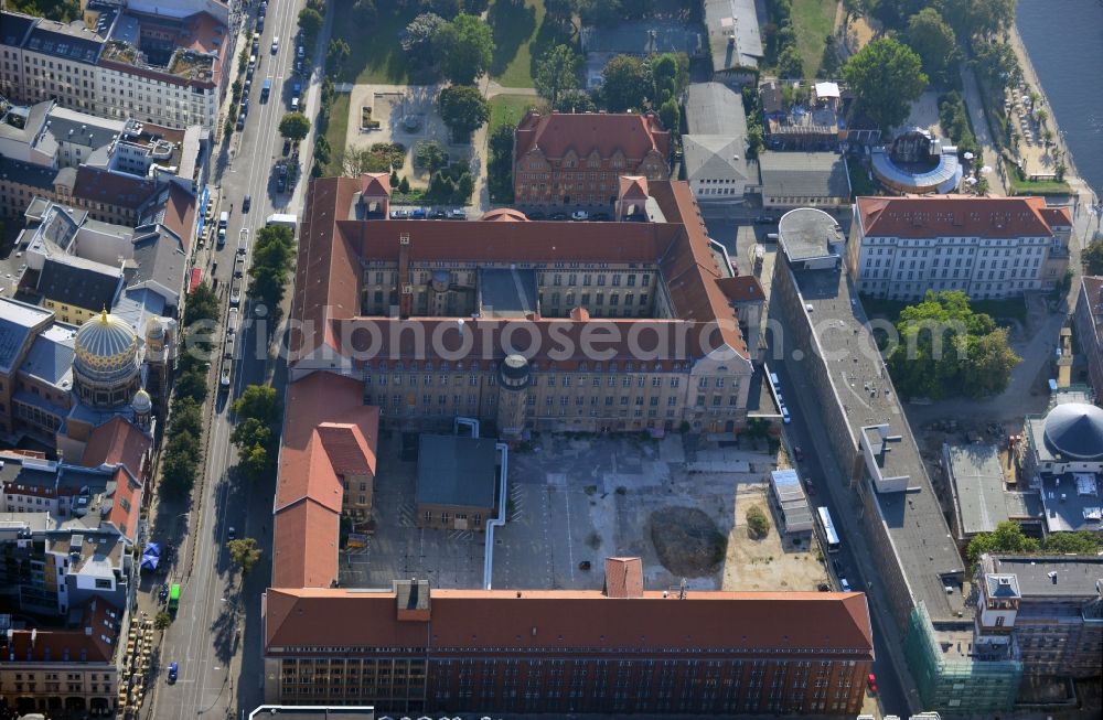 Berlin from the bird's eye view: View of the Oranienburger Straße in Berlin Mitte with the former central telegraph office