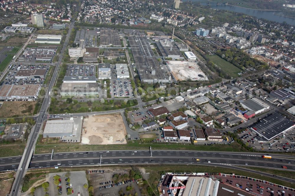 Mainz Weisenau from above - Development area of the former IBM area in Mainz in Rhineland-Palatinate